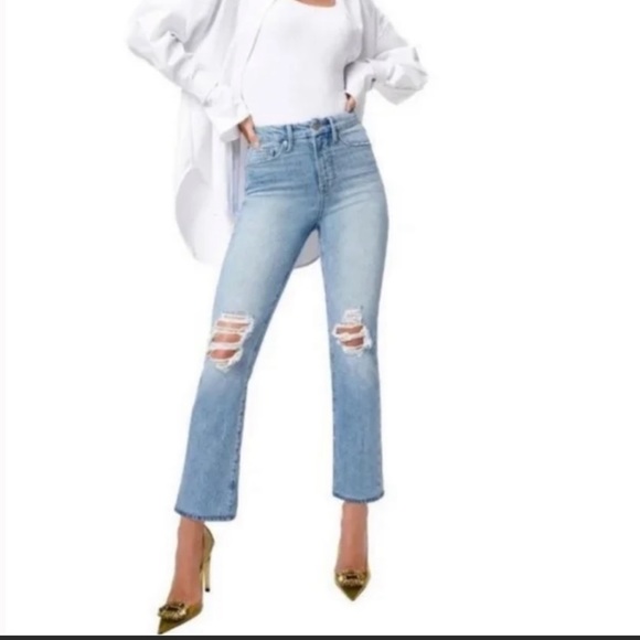 Good American Denim - Good American Good Boy Wide Release Hem Destructed Jeans (2)